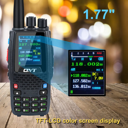 QYT KT-A16 Air Band Tx Handheld Walkie Talkie 118.000-136.999MHz TX Rx Aviation Portable Radio 6Watt 200Ch NoAA Weather Forecast