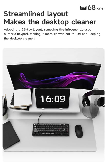 AJAZZ AK690 mekaniskt USB-tangentbord med 68 tangenter – engelsk layout