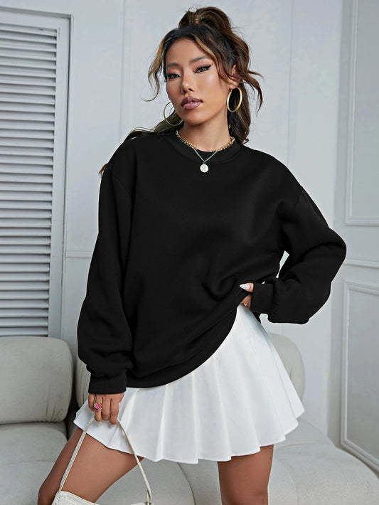 Dam Loose Fleece Pullover 2026 – Casual Crewneck Sweatshirt Streetwear Höst/Vinter | S–XXL