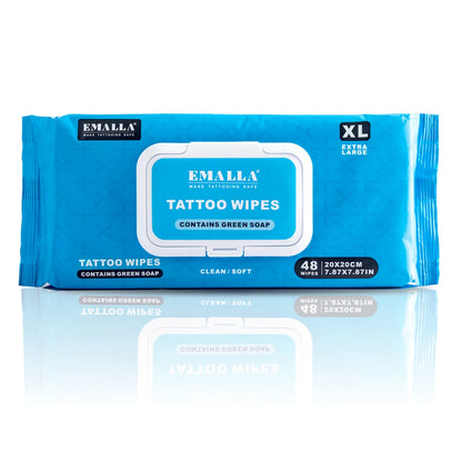 EMALLA Tattoo Aftercare Wipes Tattoo Cleansing Green Soap Cleaning Wipes for Tattoo PMU Clean Aftercare Skin Wipes Supplies