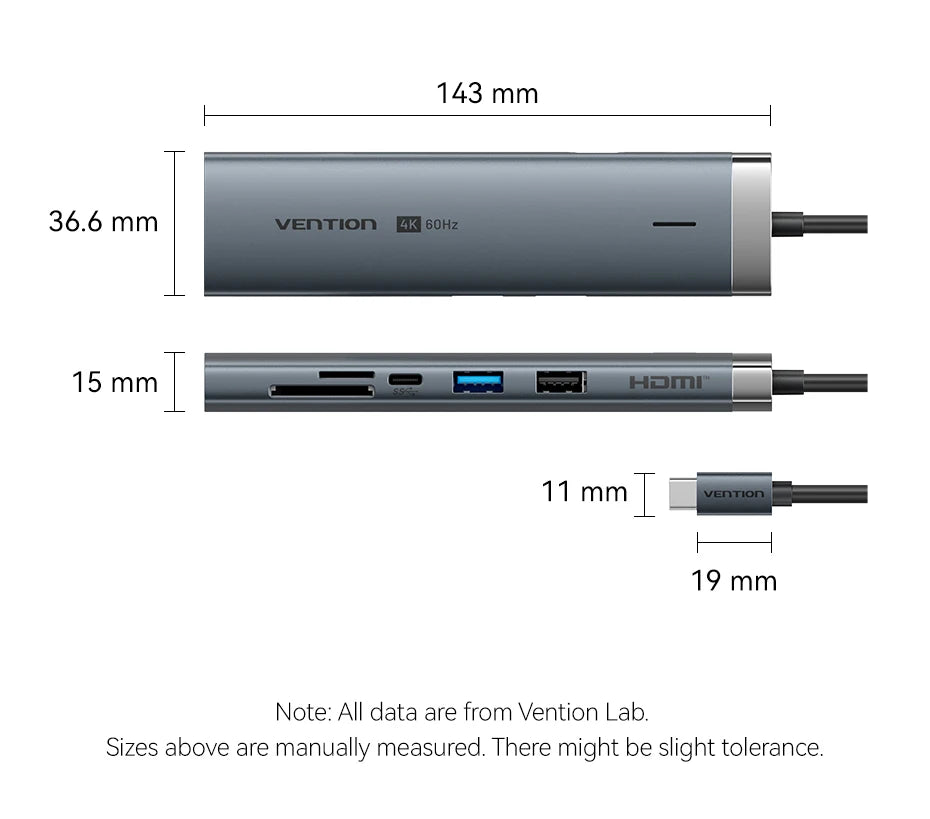 Vention USB C HUB 4K 60Hz Type C to HDMI RJ45 Ethernet PD 100W SD TF for MacBook PC iPad Sumsang PC Tablet Phone USB 3.0 Hub