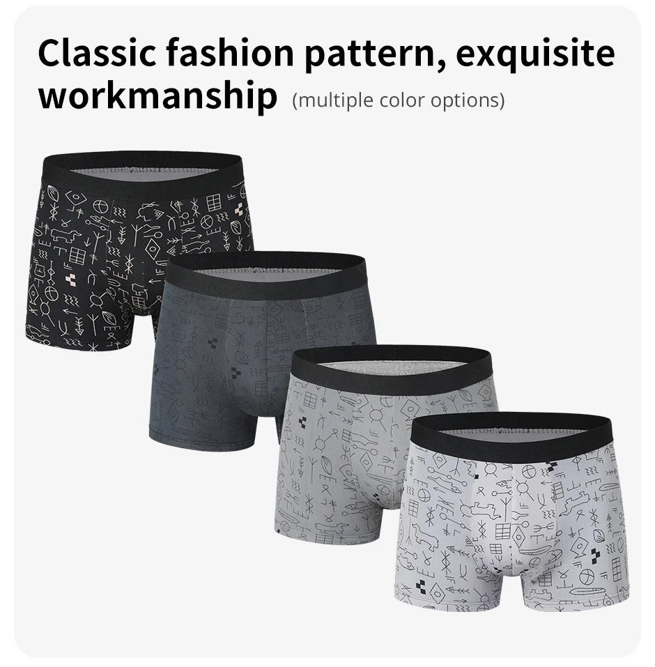 Herr Boxershorts 4-pack Blommigt – Andningsbara Plus Size Tonåringar & Vuxna, XS–XXXL