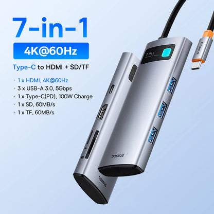 Baseus USB-C-hubb med HDMI, USB 3.2 och flera anslutningar