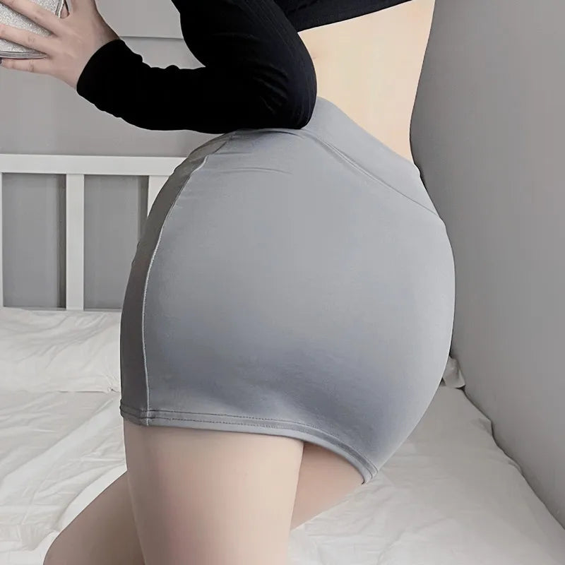Sexy Thin Skinny Mini Skirt Without Lining Solid Color Low-rise See-through Hip Lifting Short Skirt Women Clubwear
