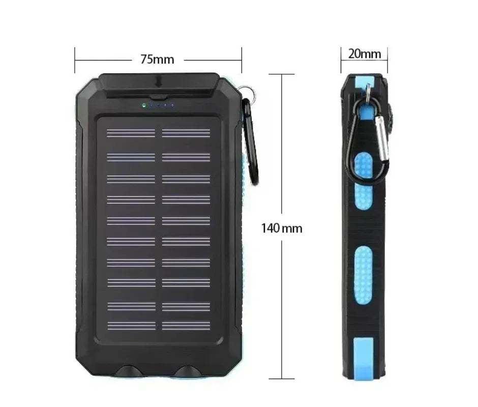 2026 New 200000mAh High Capacity Solar Power Bank Fast Charging USB-A/USB-C for IOS Android Portable Charger