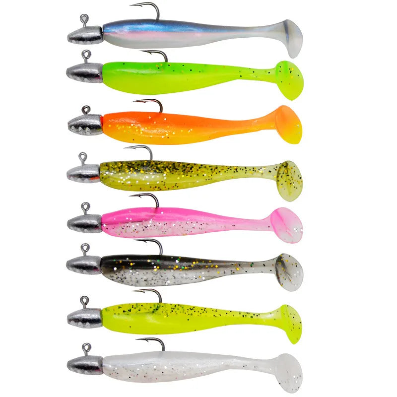 3.2g 6.2cm T-tail Soft Fishing Bait Matched With Head Hooks Artificial Wobblers Swimbait Fishing Tackles For Bass Pike Pesca