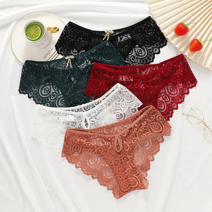 Meet'r Women Sexy Lace Panties Low-Rise Temptation Lingerie Female G String Transparent Underwear Hollow Out Briefs Intimates
