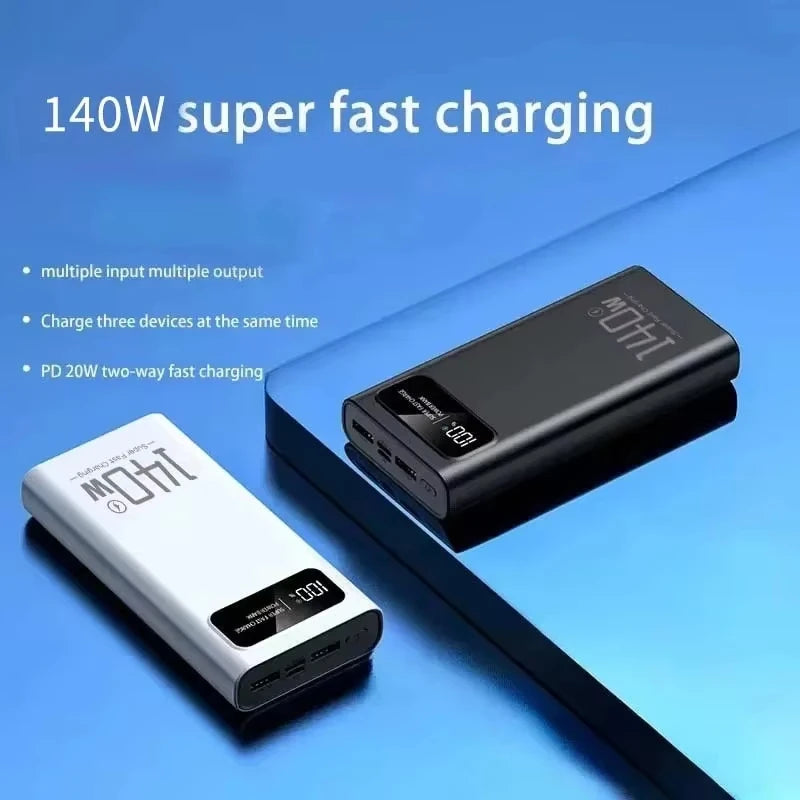 Lenovo 140W Power Bank 200000mAh Large Capacity Super Fast Charging Digital Display For iPhone Samsung Emergency Power Battery