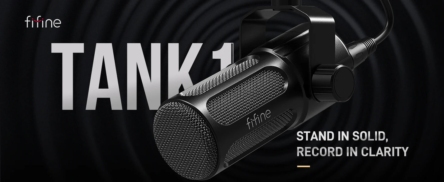 FIFINE XLR Dynamic Microphone for Recording,All Metal Podcast Mic for Streaming,Compatible with Mixer/Audio Interface-TANK1
