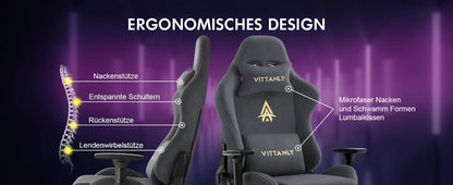 Vittanly Gaming Chair Breathable Office Chair Made of High-Quality Fabric New Adjustable and Rotating Desk Chair with Footrest