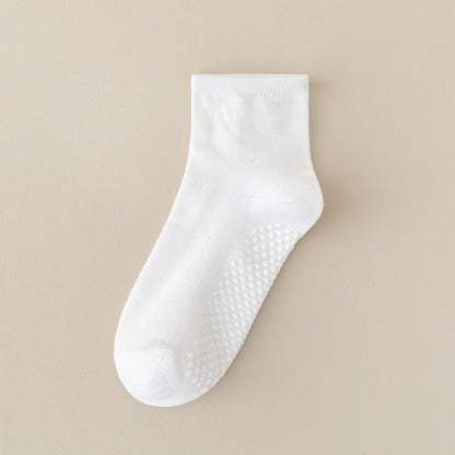 5 pairs of anti slip adhesive floor socks, classic black and white gray socks for student sports, spring and summer children's s