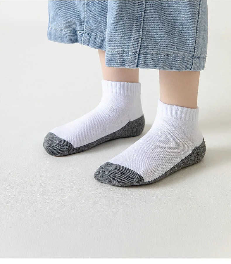 5 Pairs/Lot 2023 New Summer Children Socks Cotton Kids Fashion Black White Gray For 1-12 Years Teen Student Baby Girl Boy Socks
