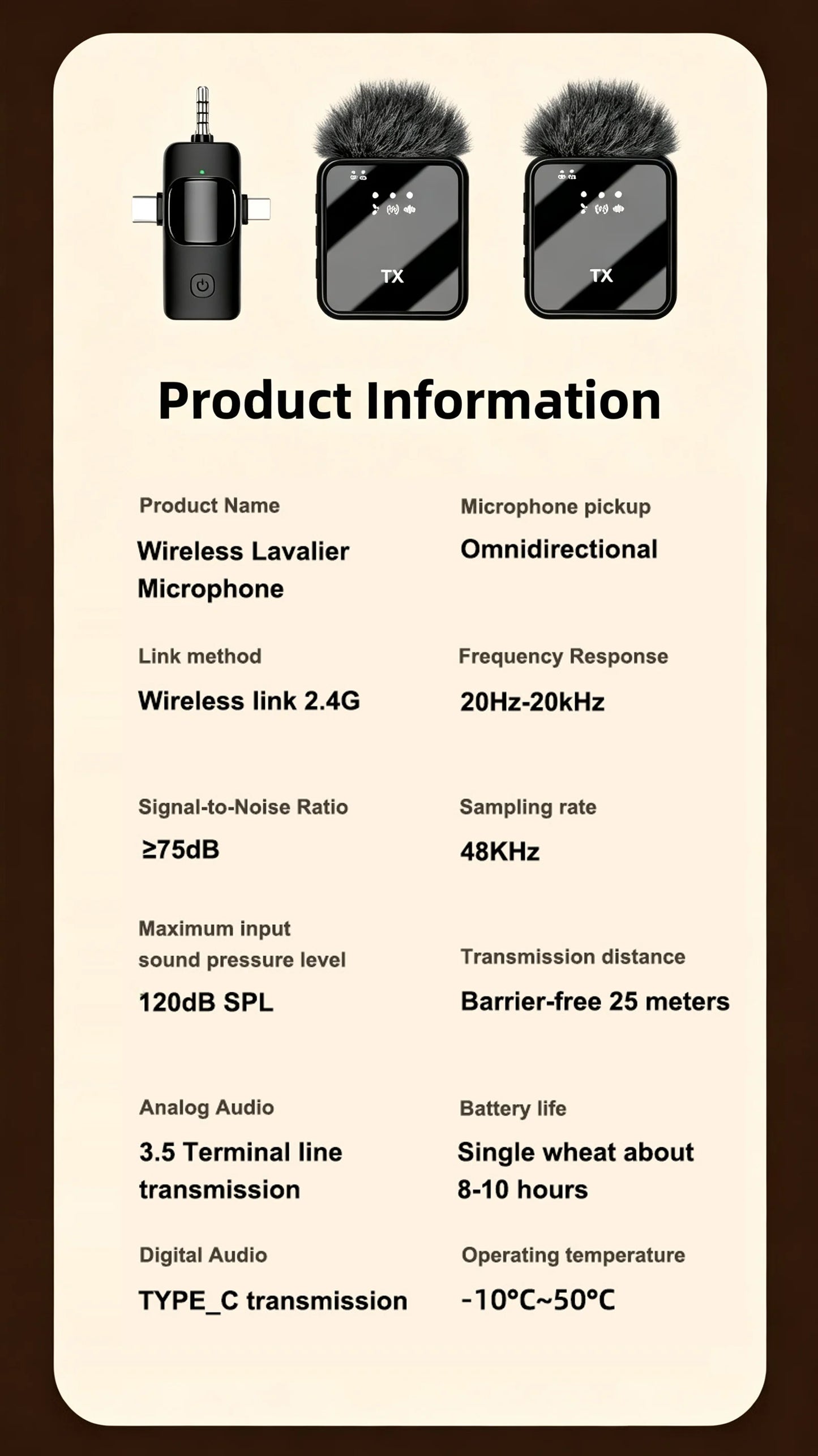KEBIDUMEI 3 in 1 Wireless Lavalier Microphone Dual Noise Reduction Mini 1 to 2 Mic for Living Broadcast Gaming Video Recording