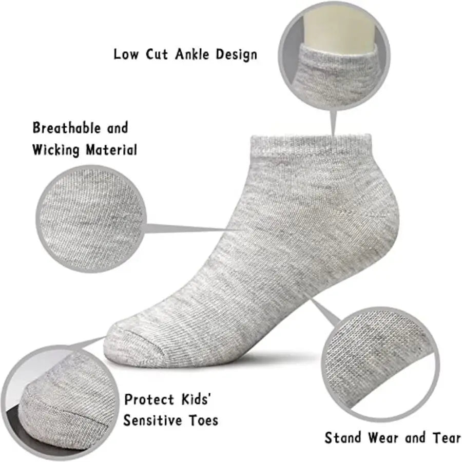 16 Pairs Ankle Socks - Toddler Low Cut Socks -  for 1-13 Years Boys Girls School Socks