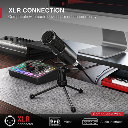 FIFINE XLR Dynamic Microphone,Vocal Podcast Mic with Cardioid Pattern, Metal Mic for Streaming/Dubbing/Video Recording,K669D