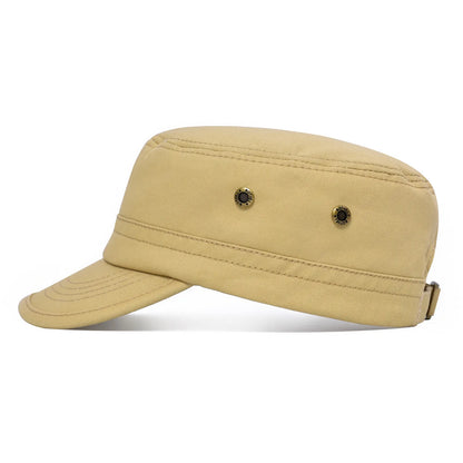 BOTVELA Men Women Cotton Twill Army Cap Adjustable Military Hat Vintage Flat Top Cap