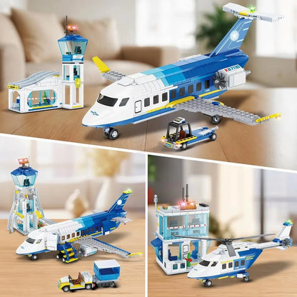 Byggklossar Flygplan 3-i-1 Passagerarplan Helikopter Privatjet