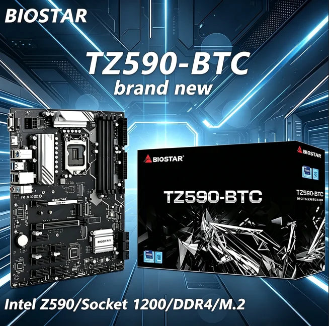 Z590 TZ590-BTC BIOSTAR Motherboard LGA 1200 CPU Support 10th 11th Gen I9-11900K I7-11700K I5-10400 I9-10900K DDR4 I9-11900K ATX