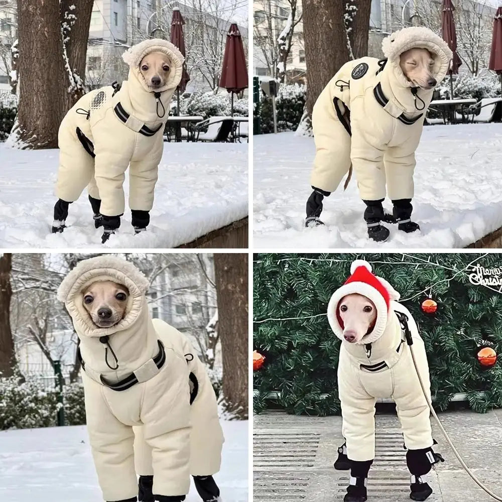 Trendy Waterproof Winter Dog Jumpsuit Thickened Full Cover Big Dog Clothes Fleece Warm Big Pet Supplies Large Dog