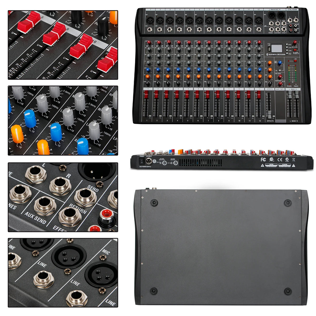 Depusheng DX-seriens ljudmixer med Bluetooth, USB och 3-bands EQ
