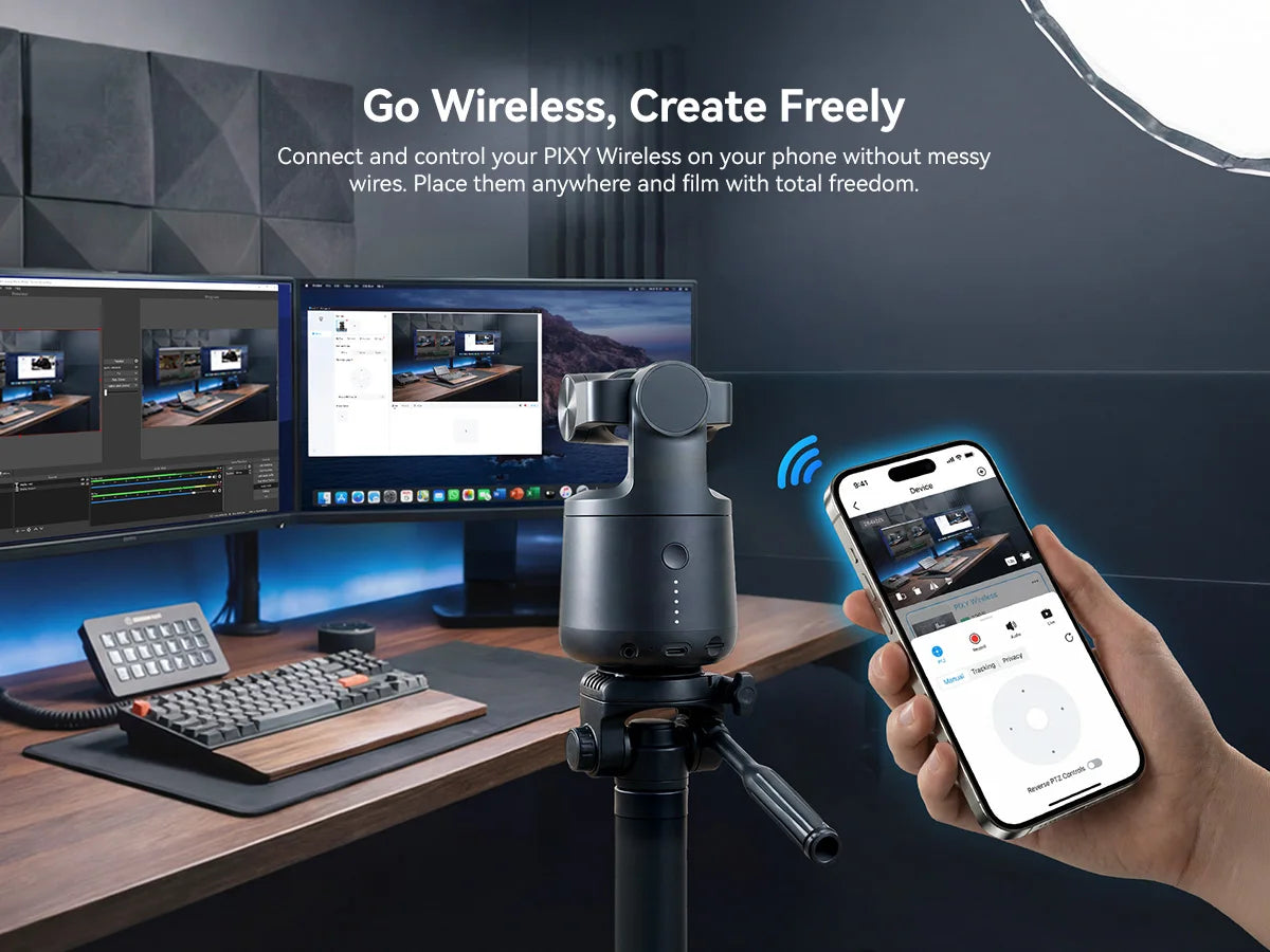 EMEET PIXY Wireless 4K Webcam Dual-Lens AI Tracking PTZ Streaming Camera Gesture Control HDR Live Streaming for YouTube/Facebook