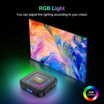 TV Box Android HK1 RBOX K8 Android 13 RGB Light 4GB 128GB RK3528 WiFi6 Dual Wifi6 Youtube Netflix 8K Media Player TV Receive