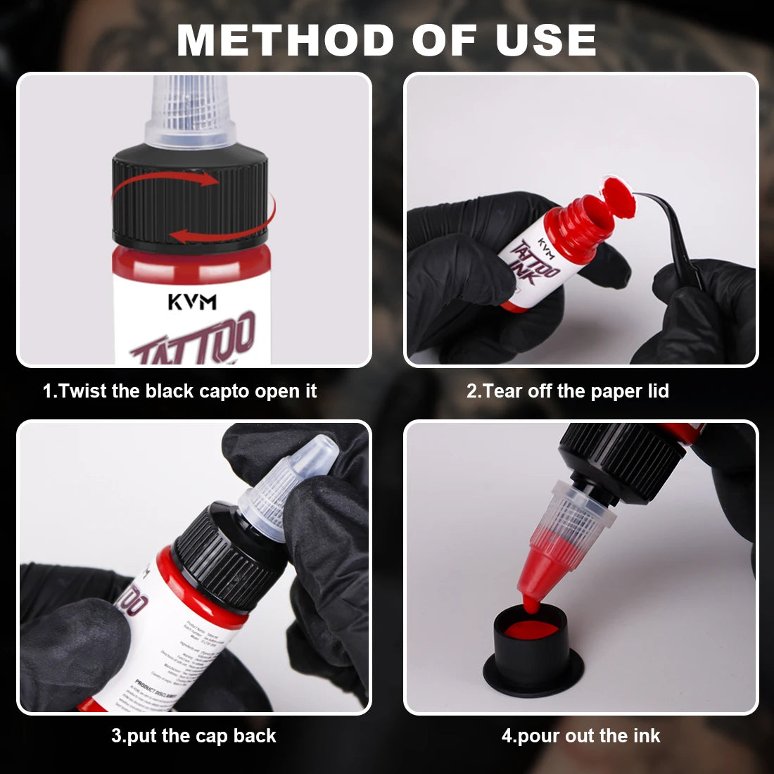 KVM 0.5oz 28 Colors Professional Tattoo Ink for Body Art Natural Plant Micro Pigment Permanent Tattoo Ink for Body Art Paint