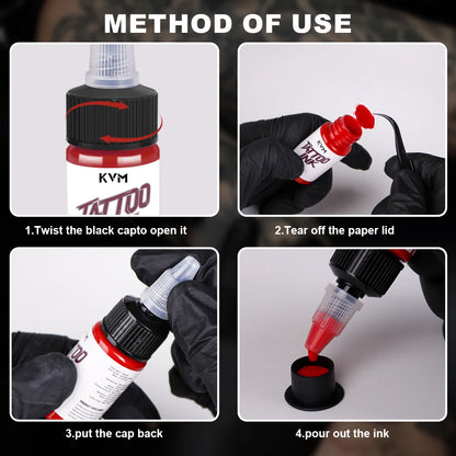 KVM 0.5oz 28 Colors Professional Tattoo Ink for Body Art Natural Plant Micro Pigment Permanent Tattoo Ink for Body Art Paint
