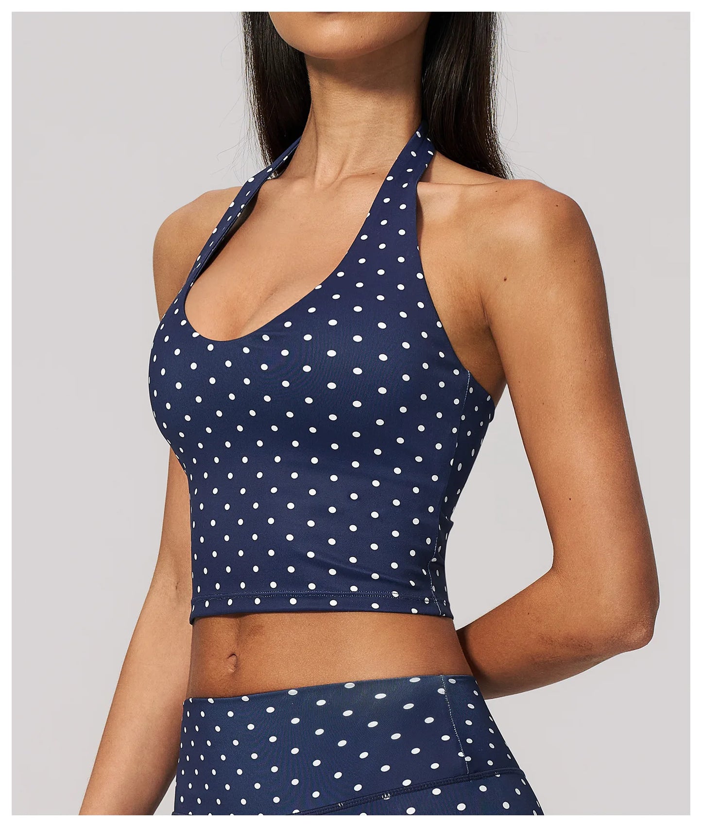 Yoga Bra Women Sports Underwear Fitness Crop Top Polka Dot Yoga Vest Deep V Backless Sports Vest Female Workout Shockproof Tops