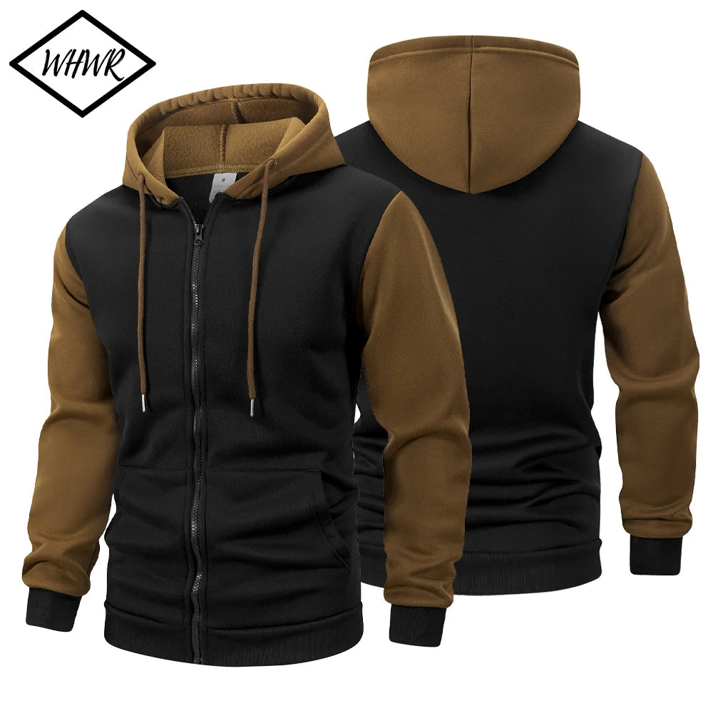 Herr Oversized Hoodie med Dragkedja – Casual Sweatshirtjacka, 3 Färger
