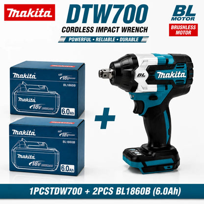 Makita DTW700 18V Kolborstfri Mutterdragare med 6.0Ah Batteri
