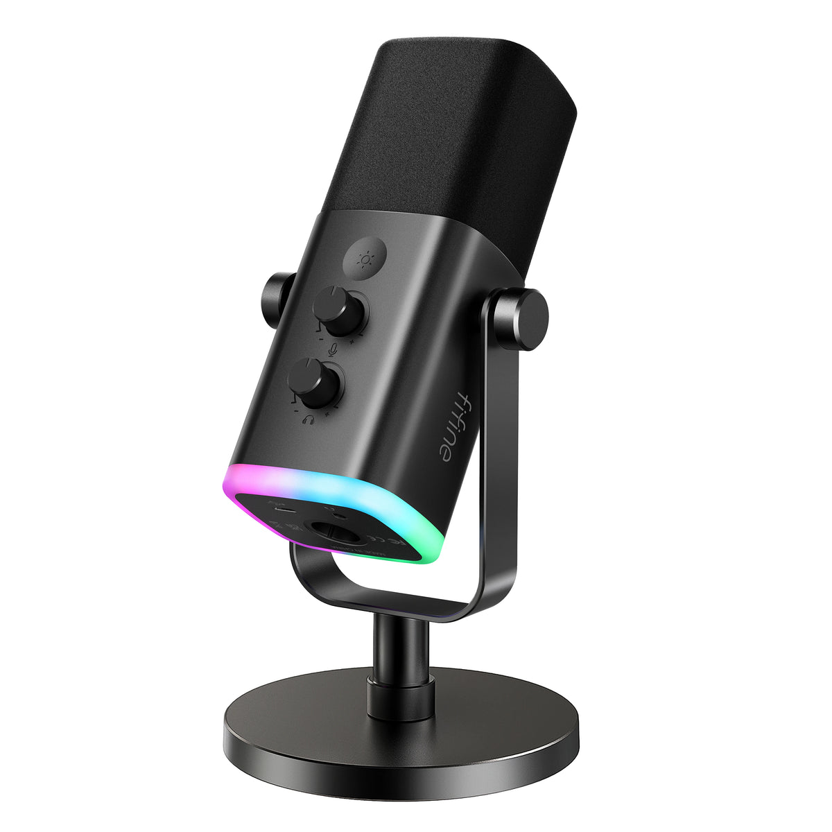 FIFINE USB/XLR dynamisk mikrofon med RGB, hörlursuttag och mute