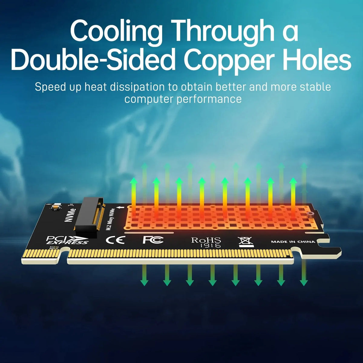 M.2 NVMe till PCIe x16-adapter med kylfläns – JEYI