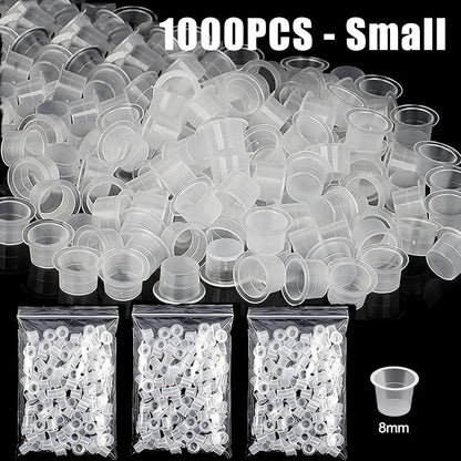 1000/100pcs Disposable Tattoo Ink Cups S/M/L Plastic Clear Holder Container Cap for Tattoo Pigment Permanent Makeup Accessories