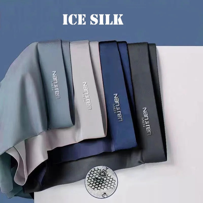 Herrboxershorts 4-pack i Is-silke – Andningsbara, U-konvex Design, L–6XL, Flera Färger