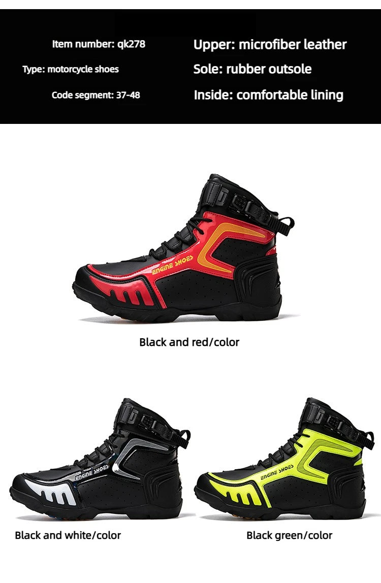 Men Leather Motos Breathable Anti Slip Wear-resistant Riders Boots Motorbike Racing Ankle Length Shoes 2026 New Motorcycle Boots
