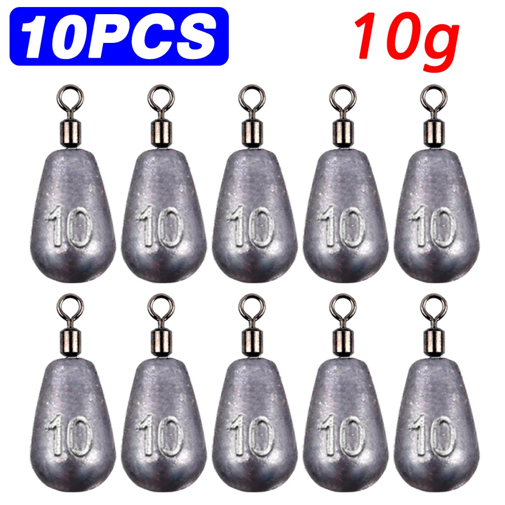 Fishing Weight 10PCS 3.5g 5g 7g 10g 14g 20g Tube Bullet Quick Rod Jig Head Casting Metal Tackle Kit Pesca Tool Plumb Pendant