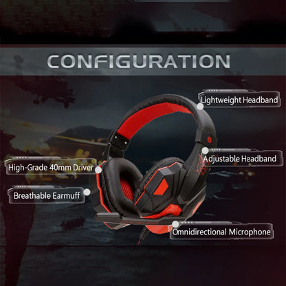 Occkic Gaming Headset 3,5mm CE – Over-Ear ABS/Läder Aktiv Brusreducering 120° Mikrofon PS4 PS5 Xbox PC 1,8m Röd Vit Blå