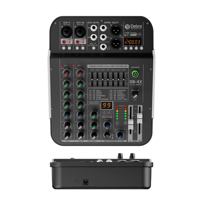 DB-4X 4-kanals mixerbord med USB, Bluetooth och DSP-reverb