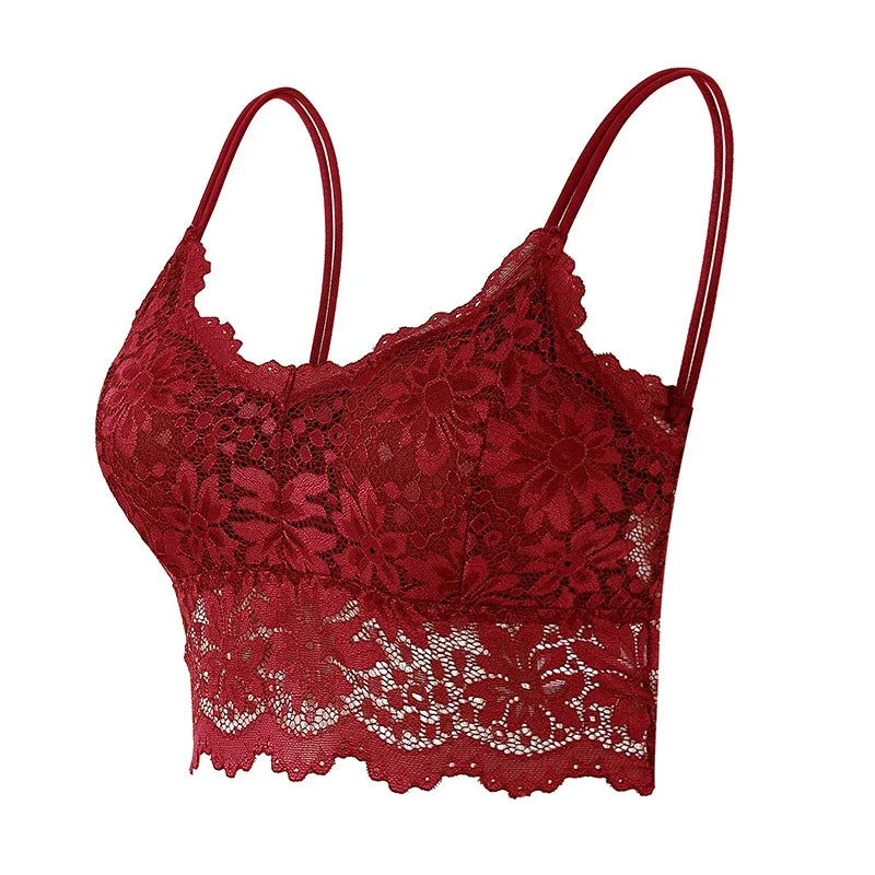 New Women Lace Bras Spring Summer Thin Outside Camisole Solid Underwear Female Hollow Out Vest Bralette Sexy Lingerie Bra