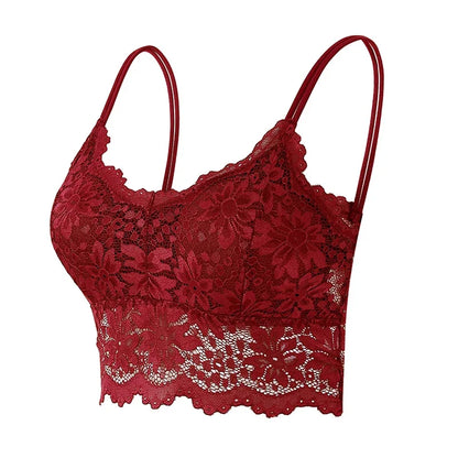 New Women Lace Bras Spring Summer Thin Outside Camisole Solid Underwear Female Hollow Out Vest Bralette Sexy Lingerie Bra