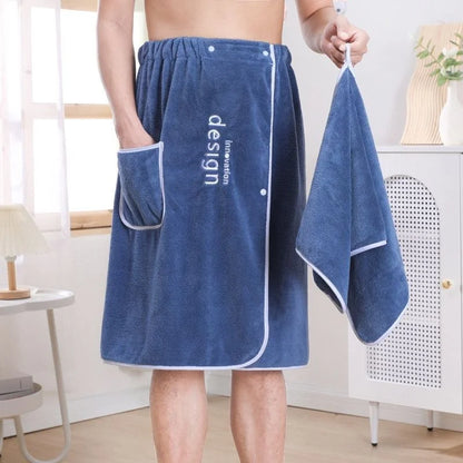 Towel Men's Quick Dry Bath Towel Wrap with Secure Buckle Pocket for Gym Spa Sauna for Shower Grooming Towel for Men Men Bath