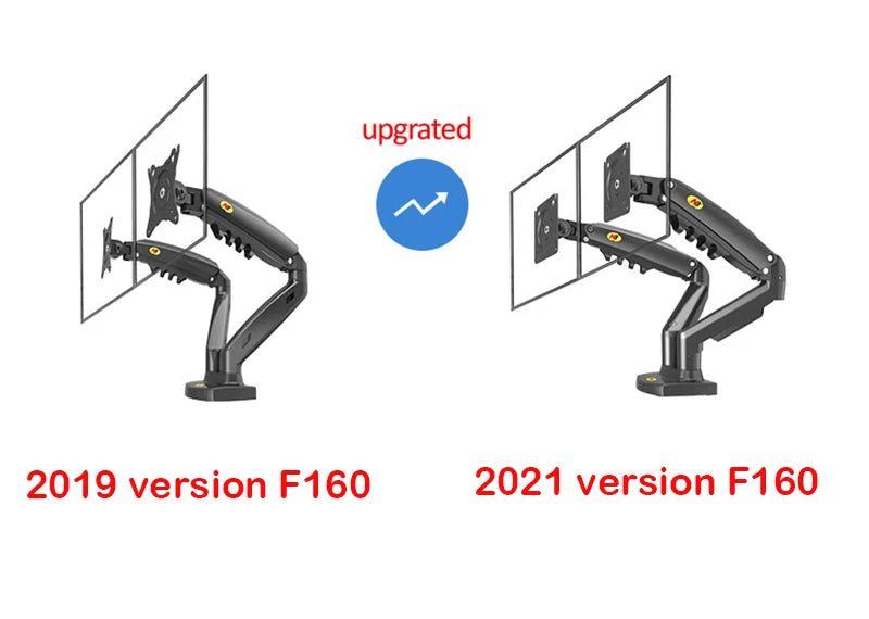 New NB F160 Gas Spring Desktop 17'-27' Dual Monitor Holder Arm With 2 USB3.0 Monitor Mount Bracket Load 2-9 Kg Each Arm
