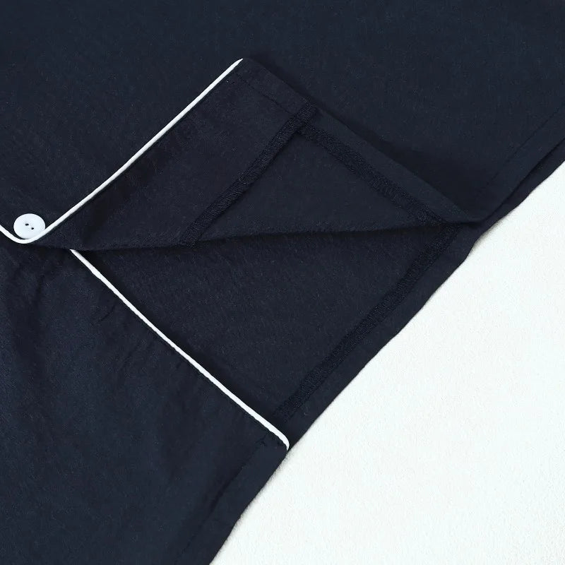 Herr Pyjamas Set Lyx Oversized – Långärmad Enfargad Mjuk Plus Size Höst 2026, 10 Färger L–5XL