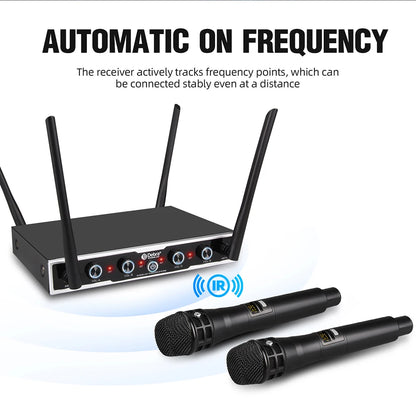 Debra DU4004 Wireless Conference Microphone System, UHF 4-channel, lavalier, headset, handheld microphone, for weddings, karaoke