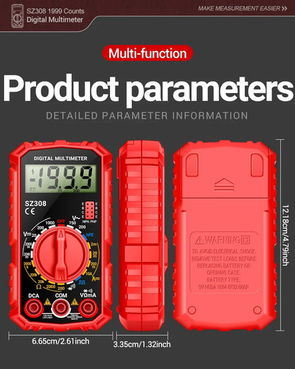 ANENG SZ308 digital multimeter med VD802-spänningspenna