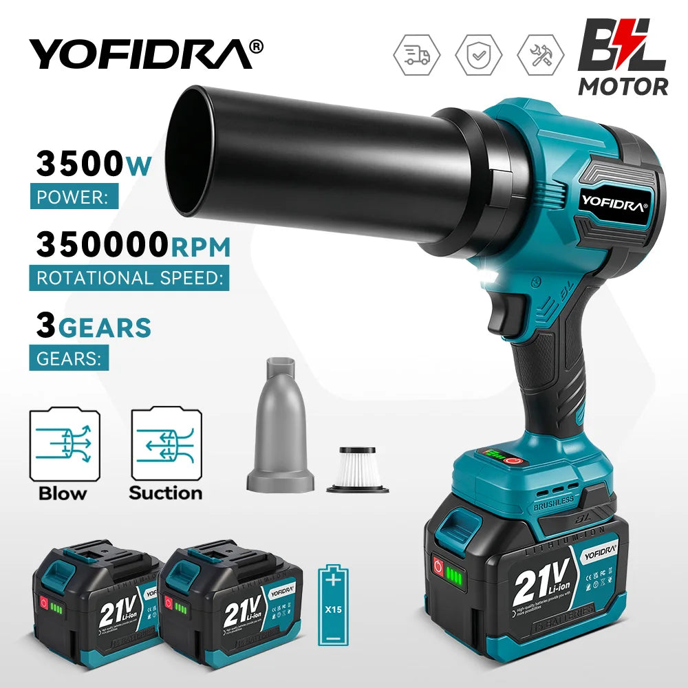 Yofidra 2-i-1 Borstlös Elektrisk Turbofläkt Jet Fläkt Lövblås