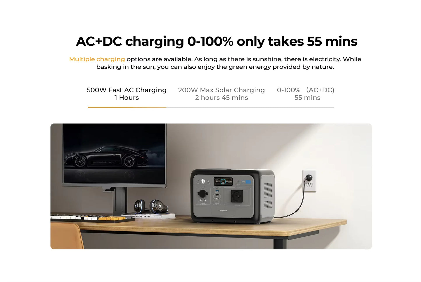 OUKITEL P800E Portable Power Station 800W 512Wh LiFePO4 Battery Solar Generator, Home Backup&Outdoor Camping Mobile Power Supply