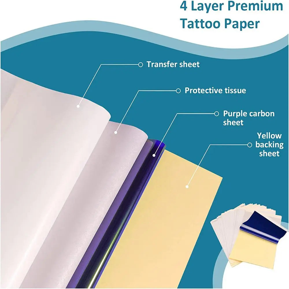 Tattoo Practice Skin and Tattoo Transfer Paper Kit Double Sided Fake Skin with Stencil Paper Set Permanent Makeup Tattoo Supply