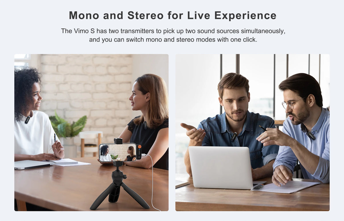 COMICA Vimo S Wireless Lavalier Lapel Microphone for iPhone Android Noise Cancellation Mic for Youtube Tiktok Vlogging Podcast